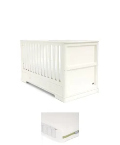 Oxford Cotbed & Premium Pocket Spring Mattress Bundle - White