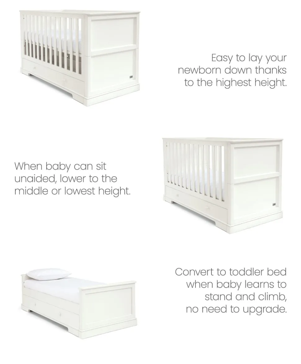Oxford Nursery Bundle with Lua Bedside Crib (6 Piece) – White