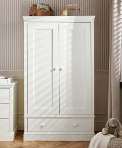 Oxford Nursery Wardrobe with Storage Drawer - White
