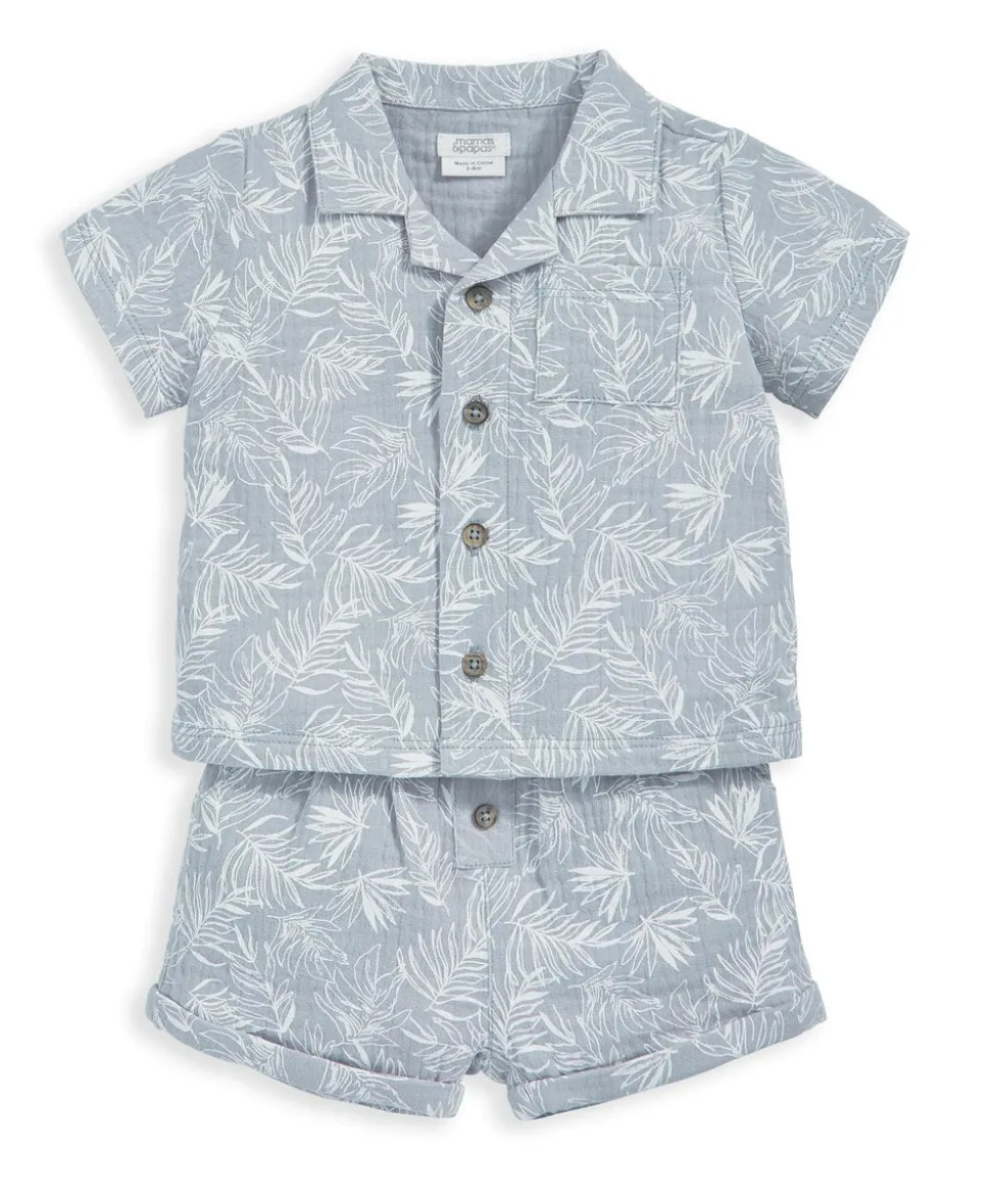Palm Shirt & Shorts Outfit Set