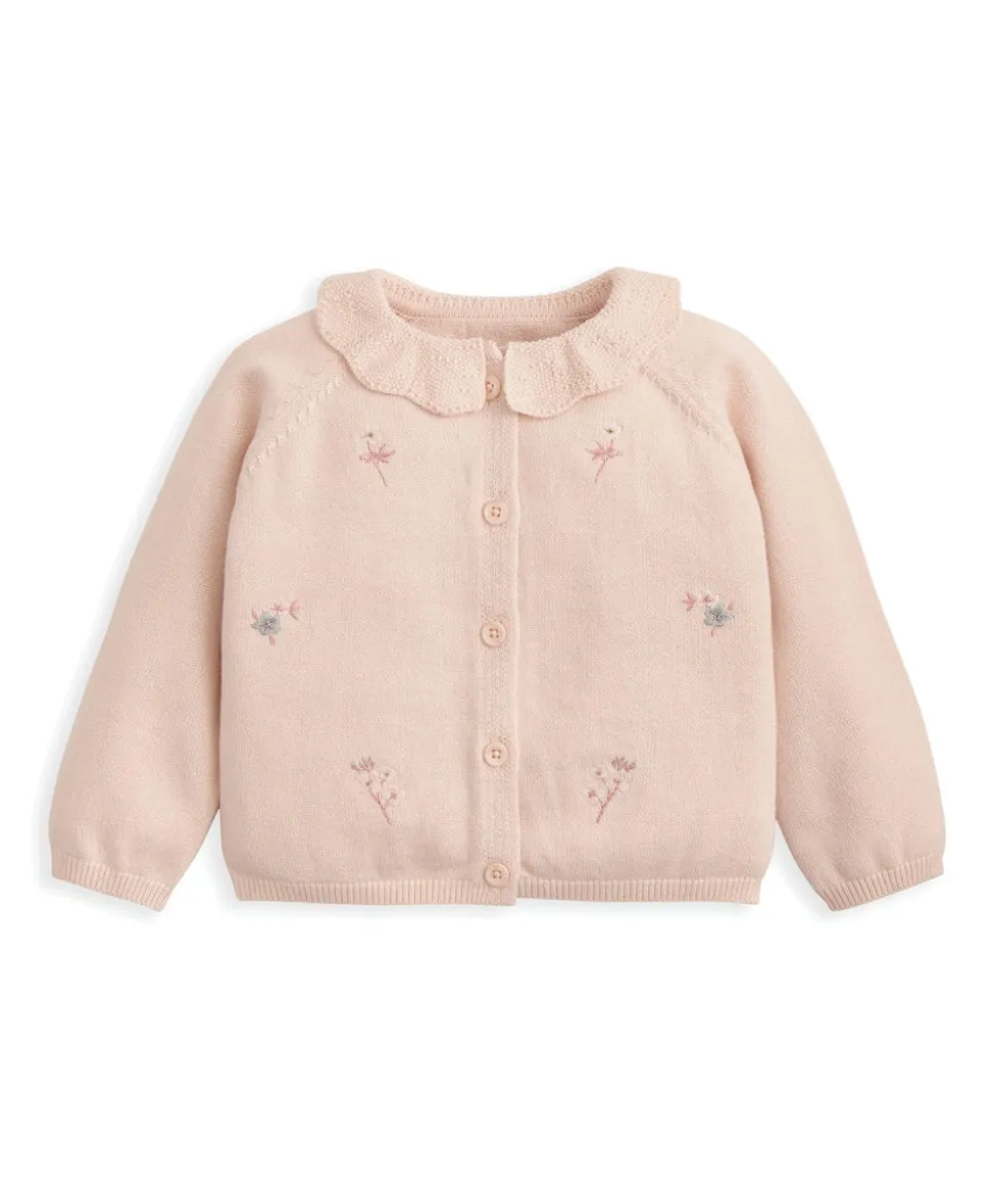 Peter Pan Collar Embroidered Top & Leggings Set (2 Pieces) - Pink