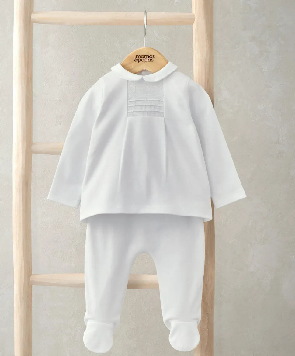 Peter Pan Collar Top & Bottom Set (2 Pieces) - White