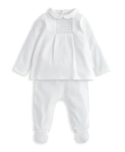 Peter Pan Collar Top & Bottom Set (2 Pieces) - White