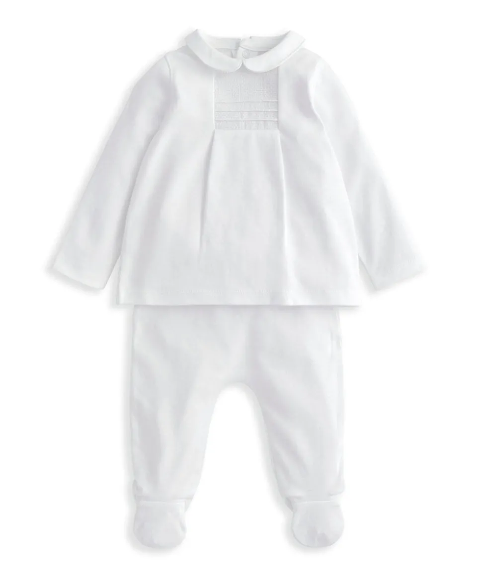 Peter Pan Collar Top & Bottom Set (2 Pieces) - White