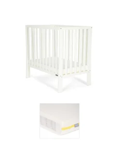 Petite Cot Bundle with Essential Pocket Spring Mattress - Pure White