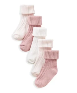 Pink Ribbed Socks - Set of 5
