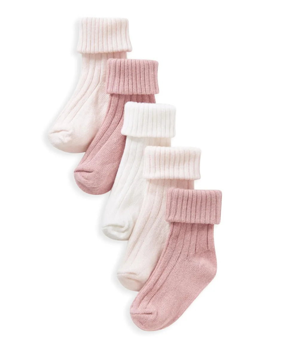 Pink Ribbed Socks - Set of 5