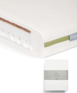 Premium Dual Core+ Cotbed Mattress & Fitted Sheets (2 Pack) - White