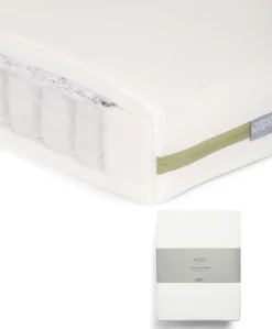 Premium Pocket Spring Cotbed Mattress & Fitted Sheets (2 Pack) - White