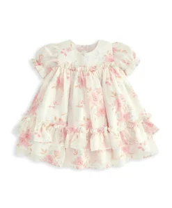 Puff Sleeve Chiffon Dress - Vintage Floral Print
