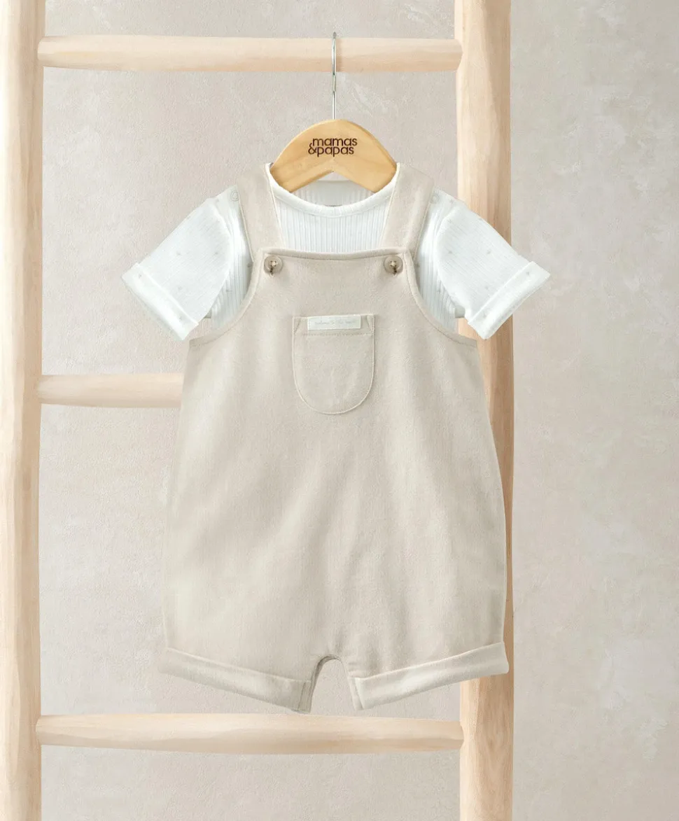 Ribbed Jersey Bodysuit & Dungaree Set
