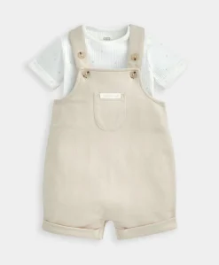 Ribbed Jersey Bodysuit & Dungaree Set