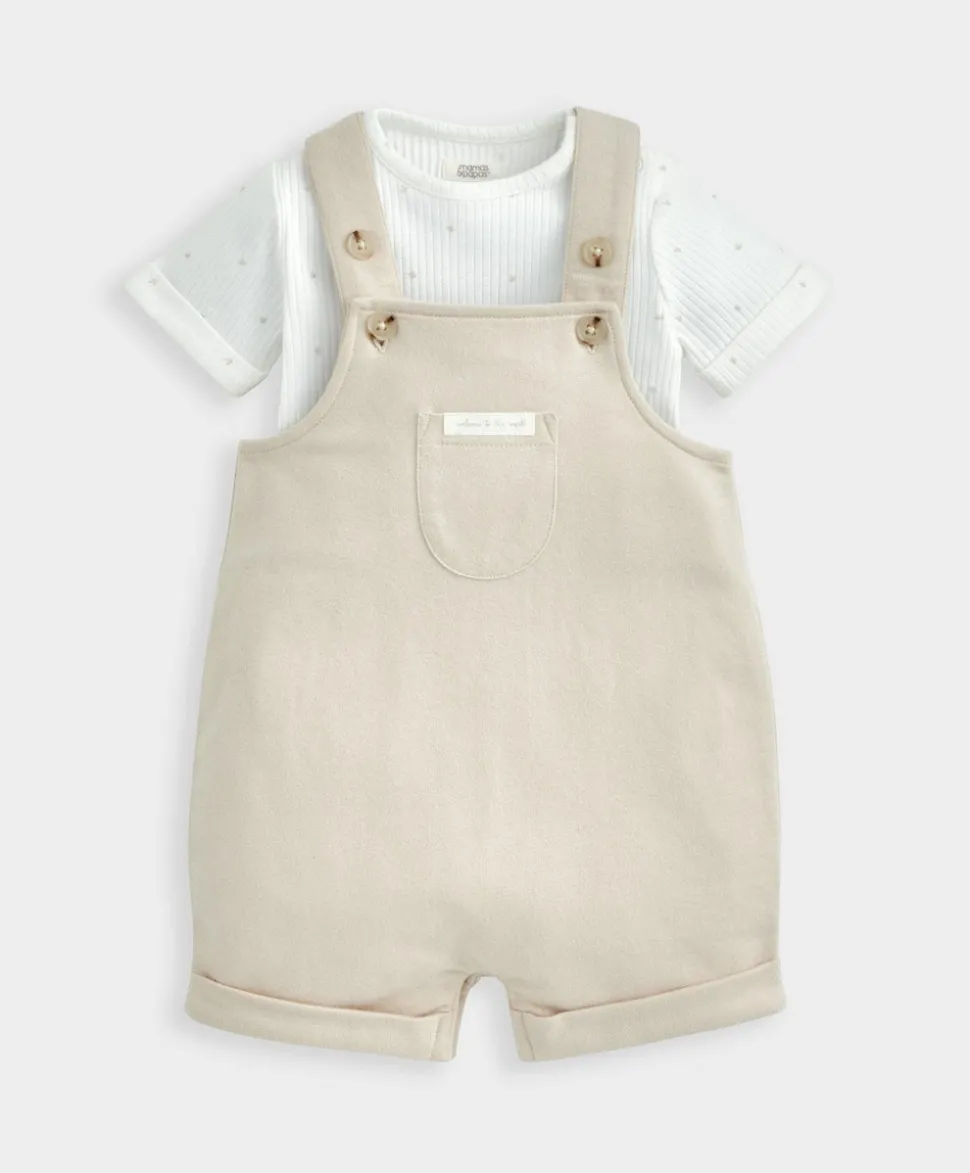 Ribbed Jersey Bodysuit & Dungaree Set