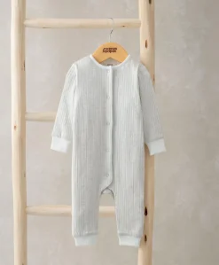 Ribbed Long-Sleeve Romper - Grey
