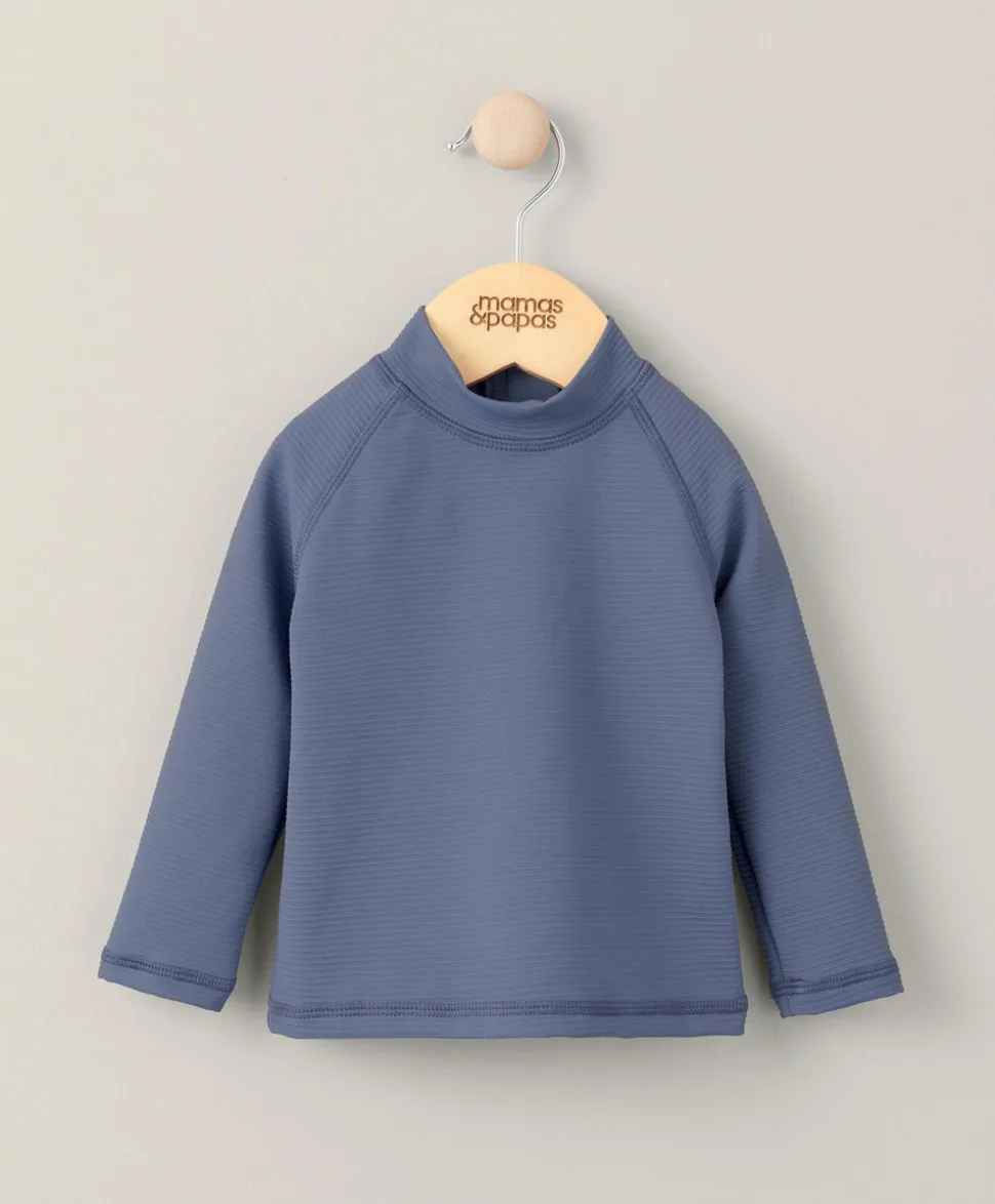 Ribbed Rash Top Swimwear - Blue
