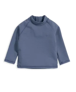 Ribbed Rash Top Swimwear - Blue