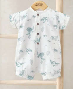 Romper with Turnback Sleeves - Under the Sea Print