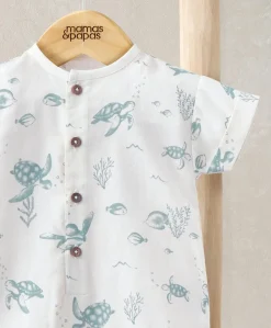 Romper with Turnback Sleeves - Under the Sea Print