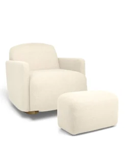 Royton Nursing Chair & Footsool Set - Off White Boucle