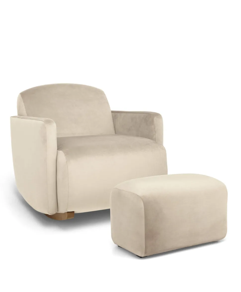 Royton Nursing Chair & Footsool Set - Latte Velvet
