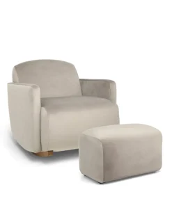 Royton Nursing Chair & Footsool Set - Stone Velvet