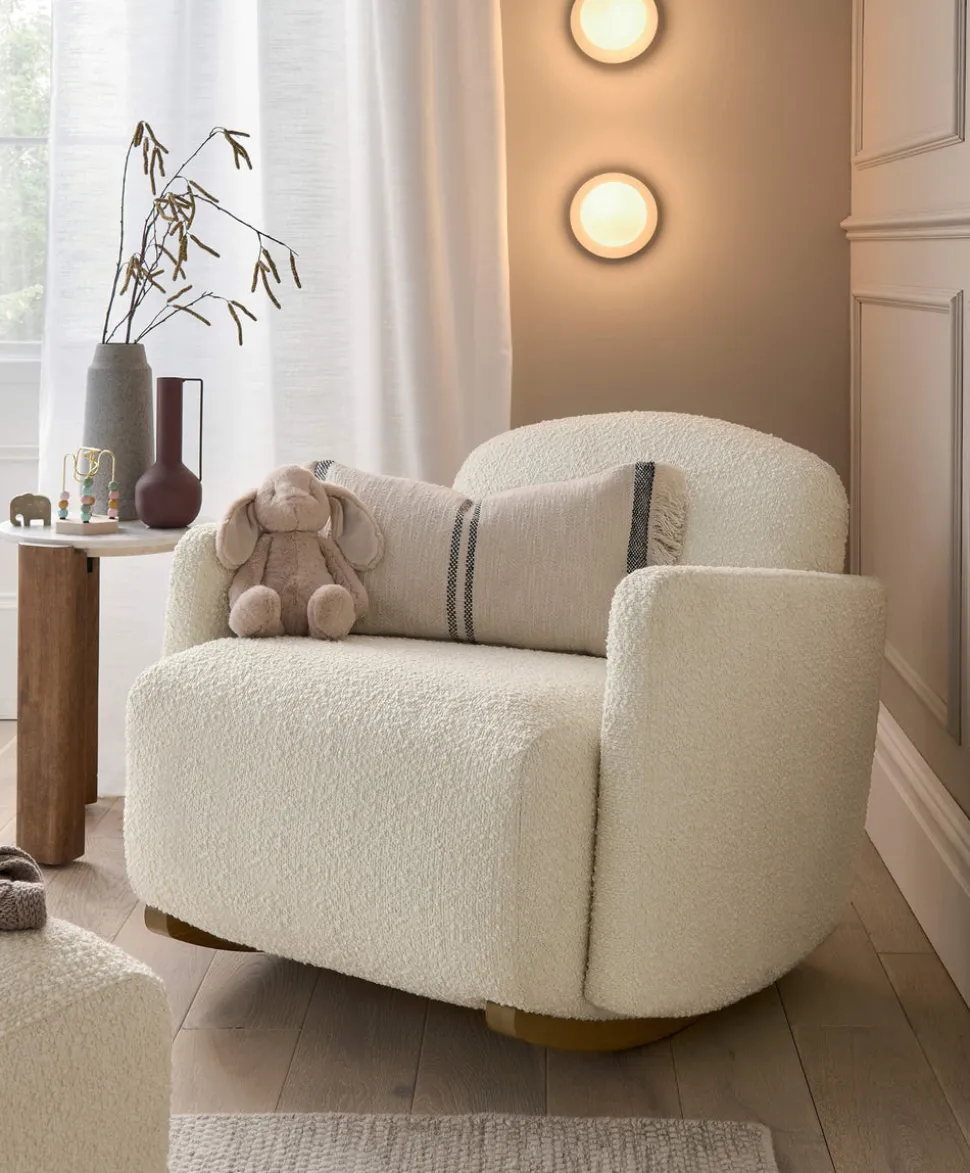 Royton Nursing Chair & Footsool Set - Oyster Chenille Boucle