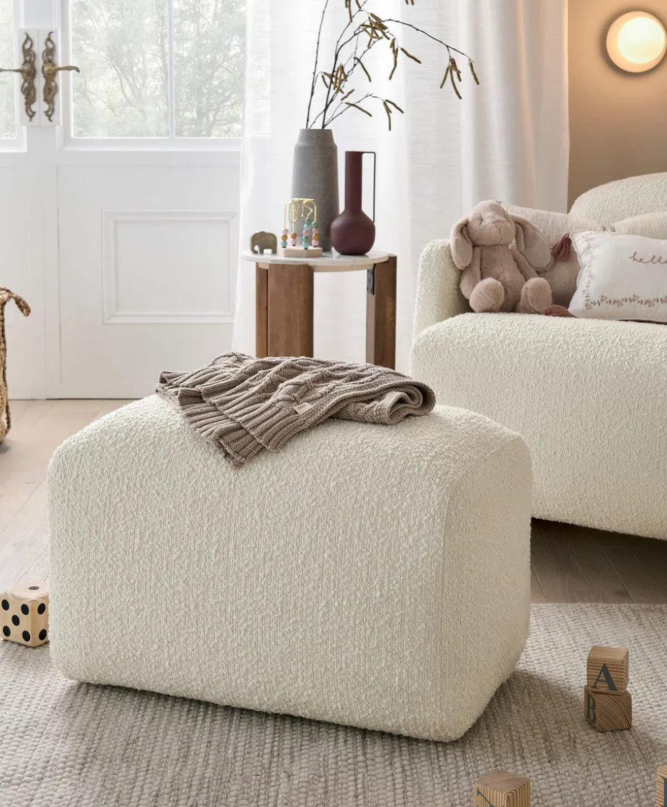 Royton Nursing Chair & Footsool Set - Oyster Chenille Boucle