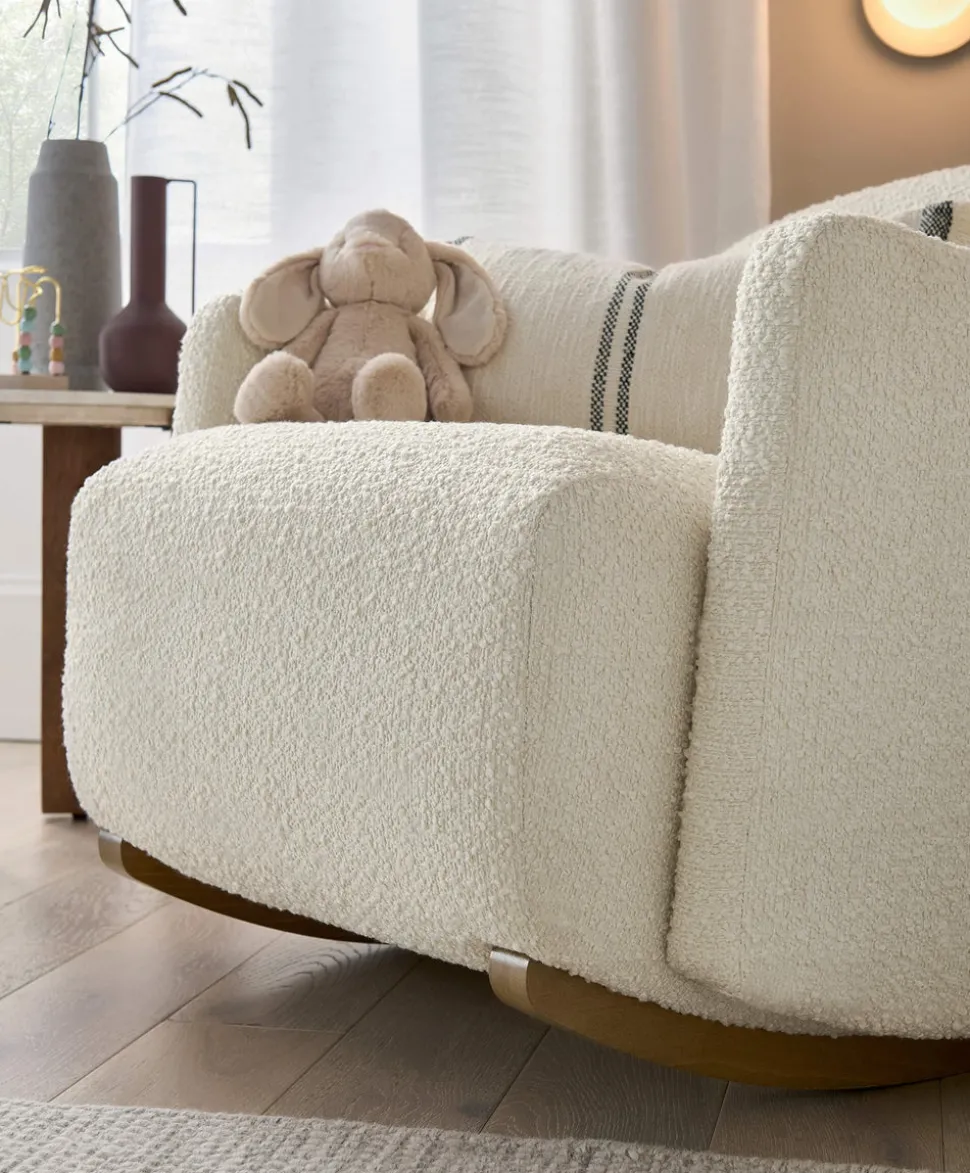Royton Nursing Chair & Footsool Set - Oyster Chenille Boucle