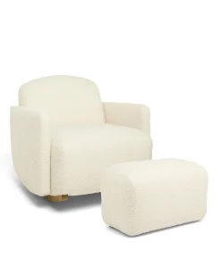 Royton Nursing Chair & Footsool Set - Oyster Chenille Boucle
