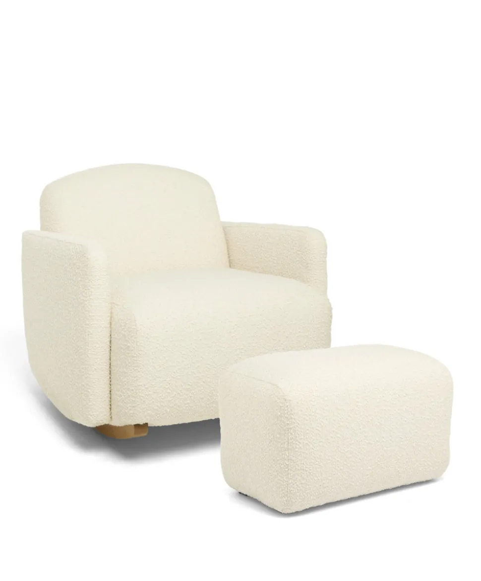 Royton Nursing Chair & Footsool Set - Oyster Chenille Boucle