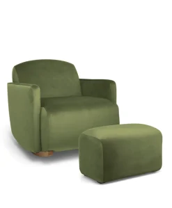 Royton Nursing Chair & Footsool Set - Olive Velvet