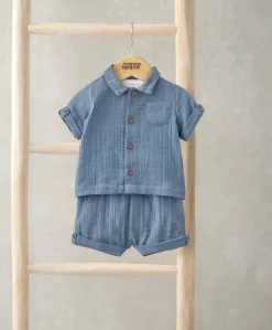 Shirt, Shorts, and Bodysuit Set (3 Pieces) - Blue