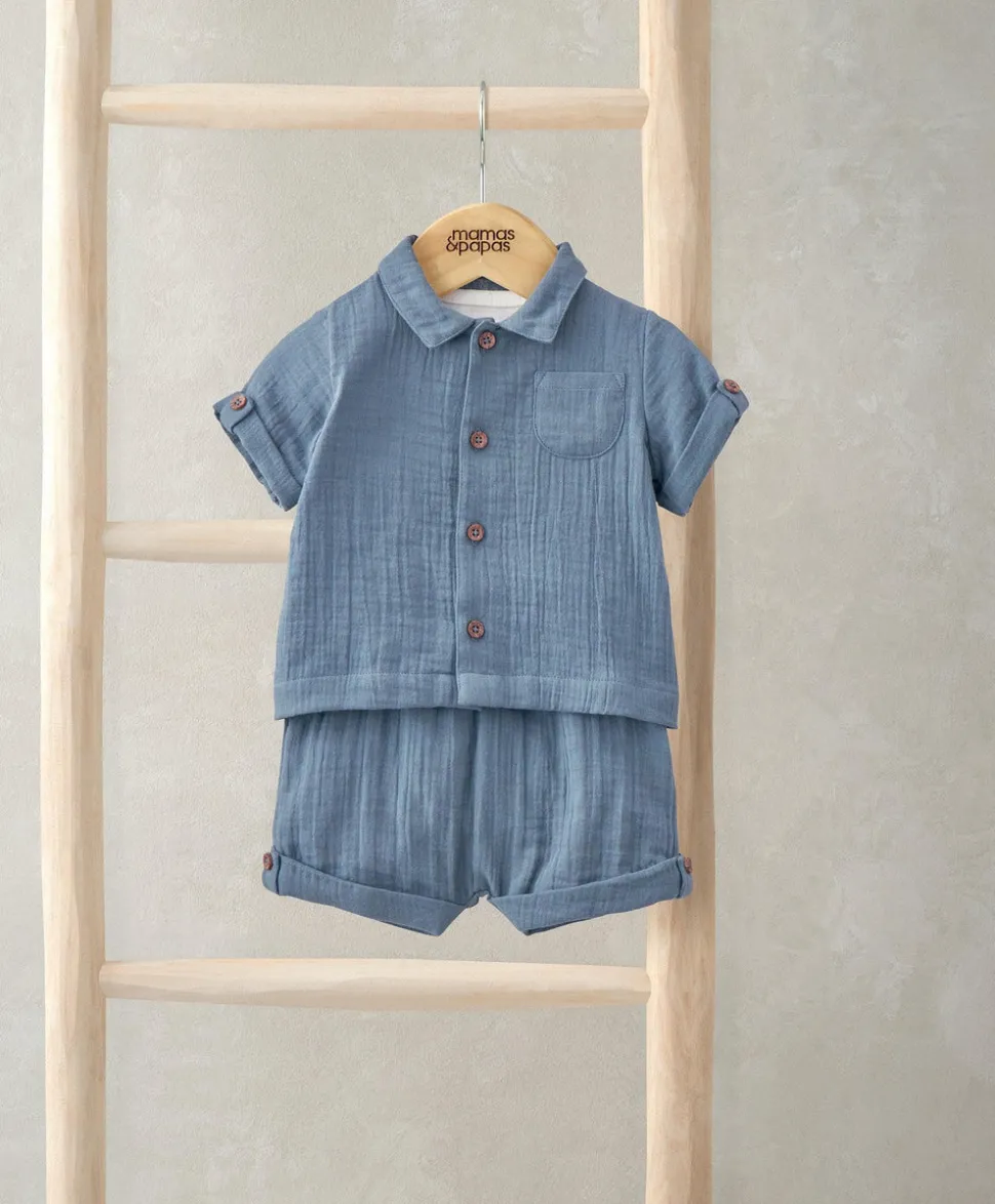 Shirt, Shorts, and Bodysuit Set (3 Pieces) - Blue