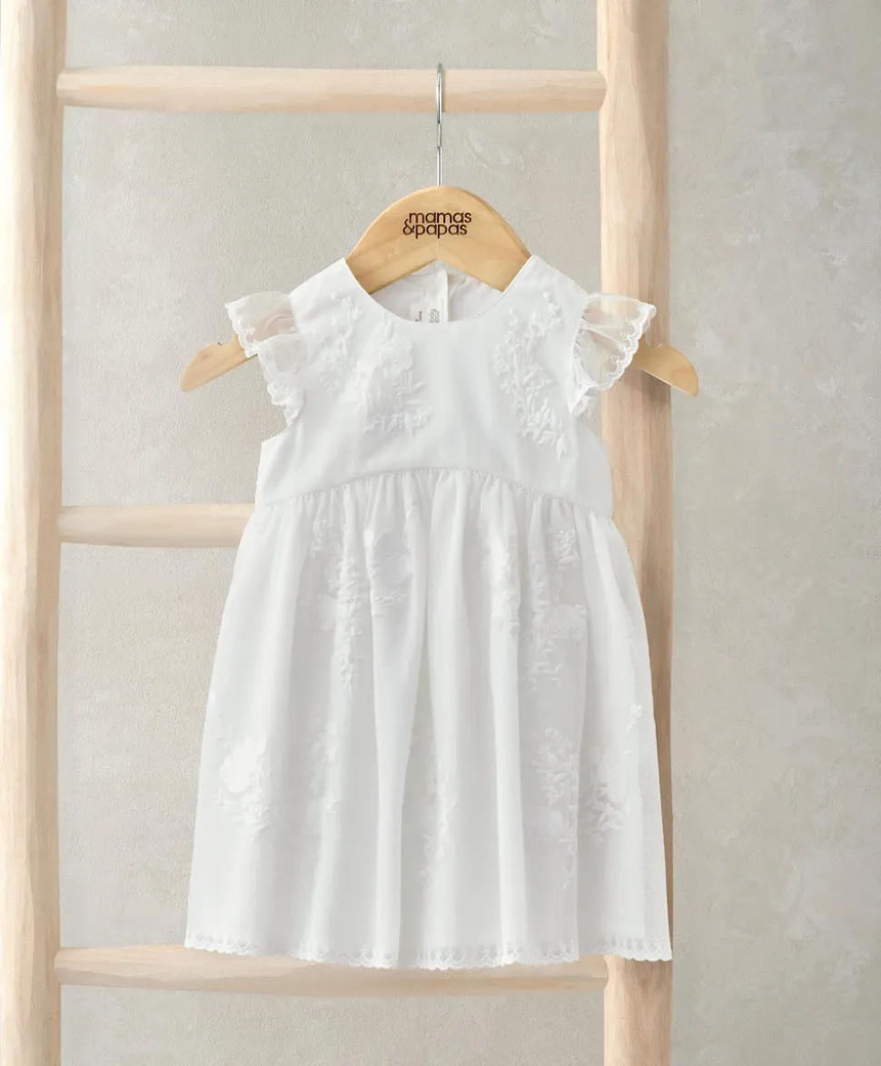 Short Sleeve Embroidered Lace Dress - Floral Print