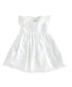 Short Sleeve Embroidered Lace Dress - Floral Print
