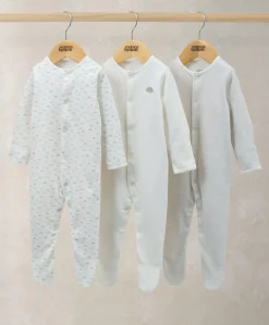 Sleepsuits (Pack of 3) - Cloud Stripe & Placement Prints