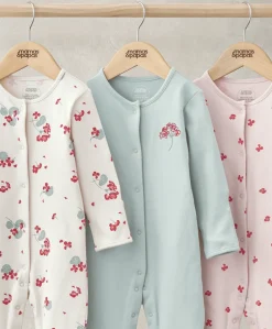 Sleepsuits (Pack of 3) - Geranium Print