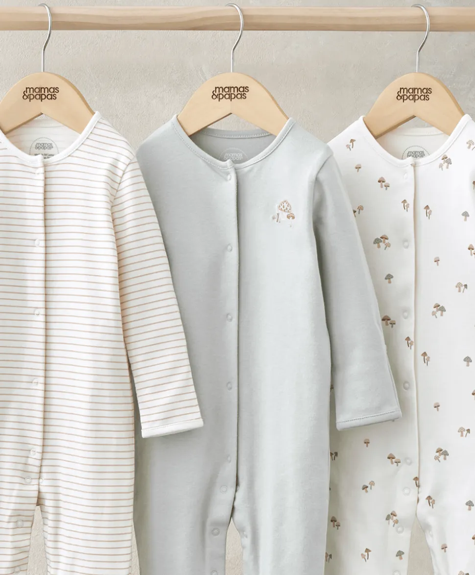 Sleepsuits (Pack of 3) - Mushroom Print