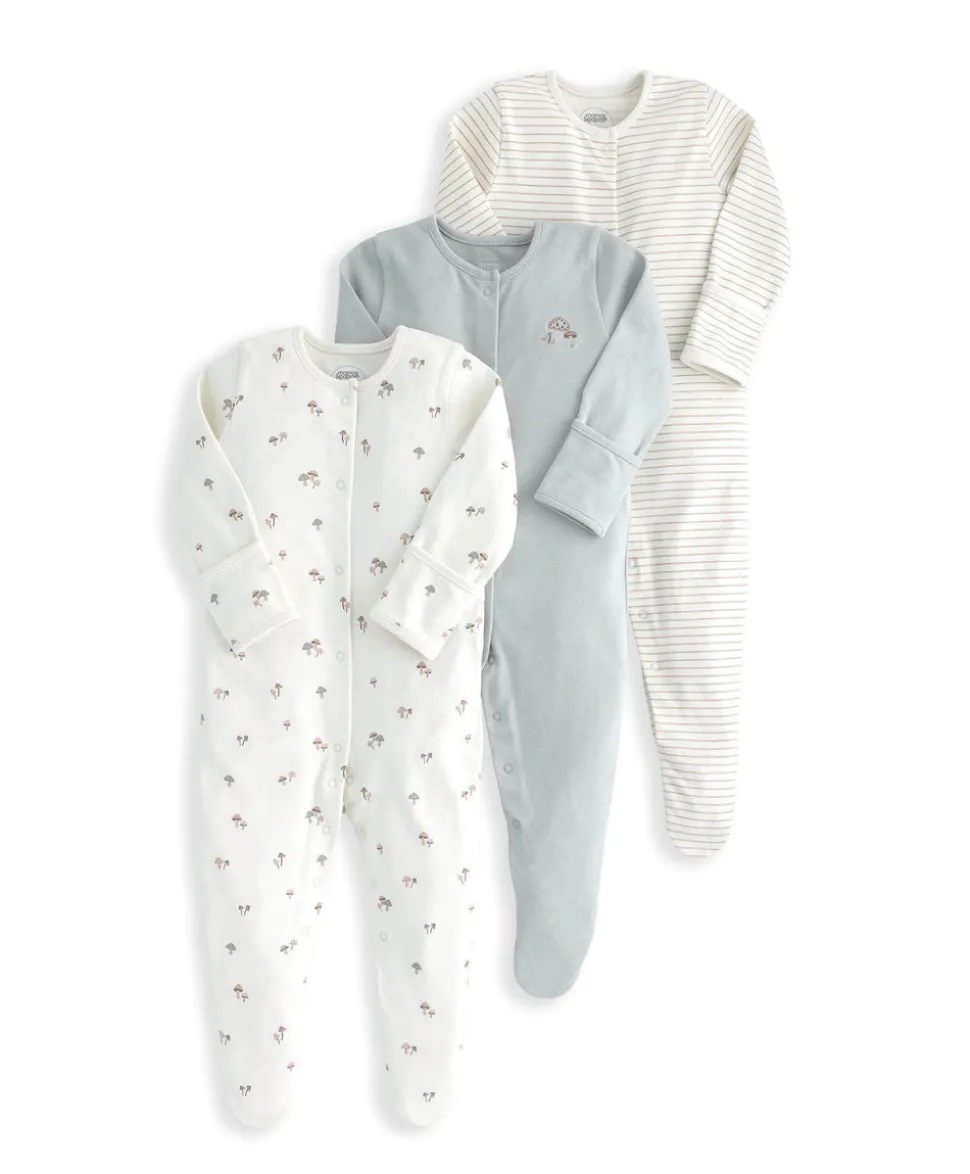 Sleepsuits (Pack of 3) - Mushroom Print