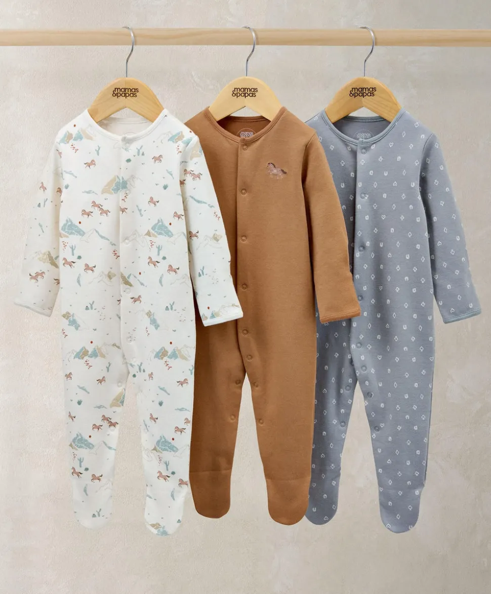 Sleepsuits (Pack of 3) - Rodeo Cards & Horse
