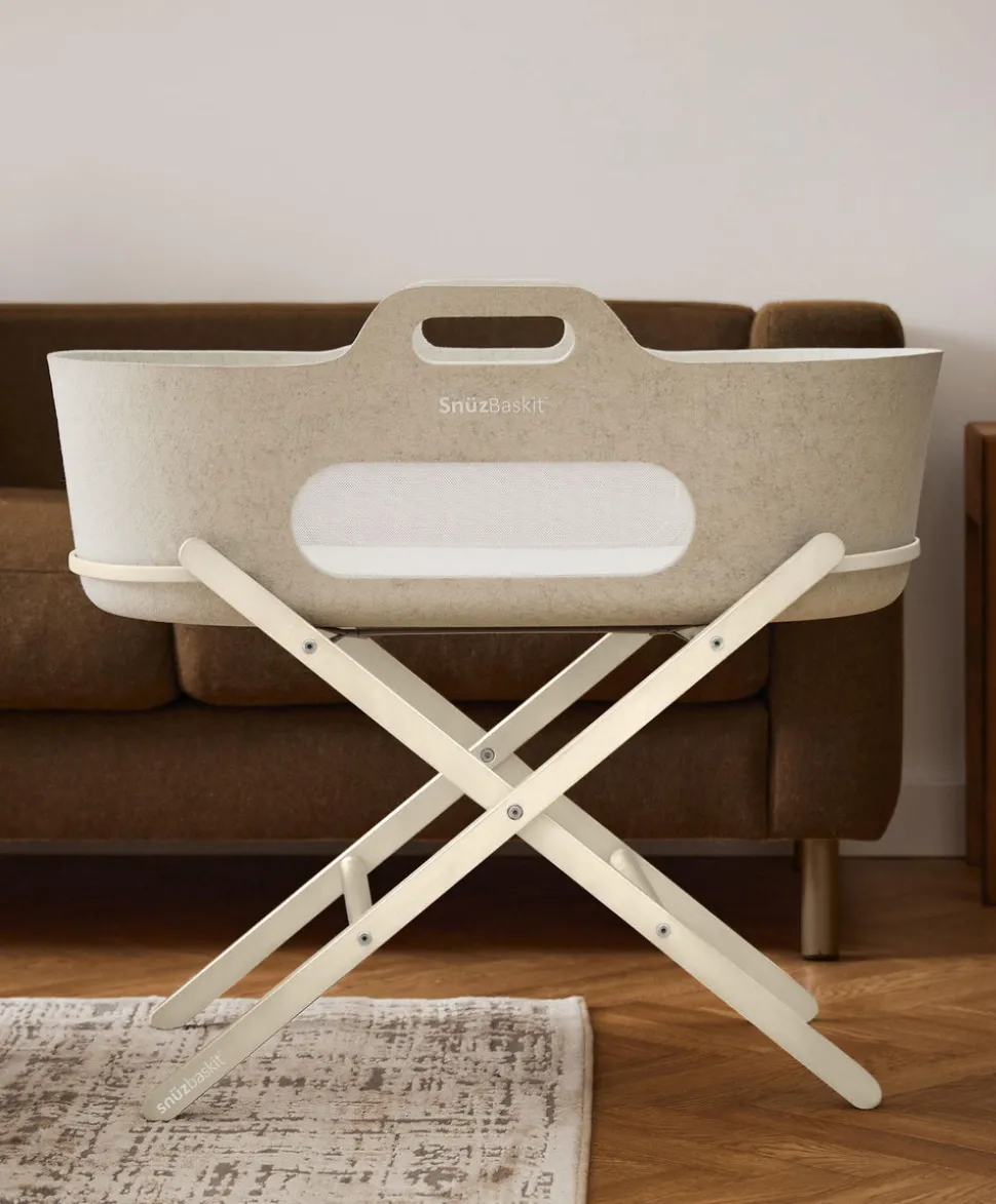 SnuzBaskit Barley Moses Basket & Cashmere Stand - Barley/Cashmere