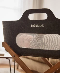 SnuzBaskit Moses Basket & Stand - Graphite/Walnut