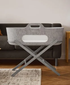 SnuzBaskit Moses Basket & Stand - Light Grey/Dove
