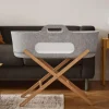 SnuzBaskit Moses Basket & Stand - Light Grey/ Natural
