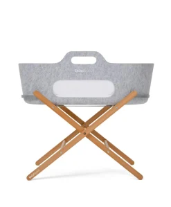 SnuzBaskit Moses Basket & Stand - Light Grey/ Natural