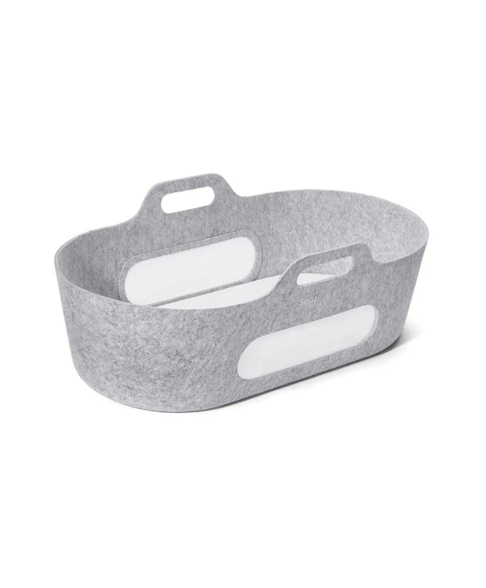 SnuzBaskit Moses Basket & Stand - Light Grey/ Natural