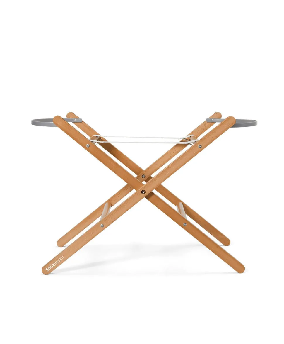 SnuzBaskit Moses Basket & Stand - Light Grey/ Natural