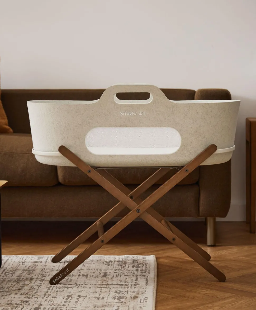 SnuzBaskit Moses Basket & Stand - Barley/Walnut