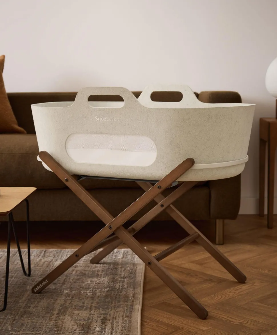 SnuzBaskit Moses Basket & Stand - Barley/Walnut