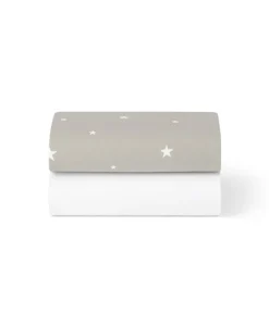 Snüz Twin Pack Crib Sheets - Grey Star